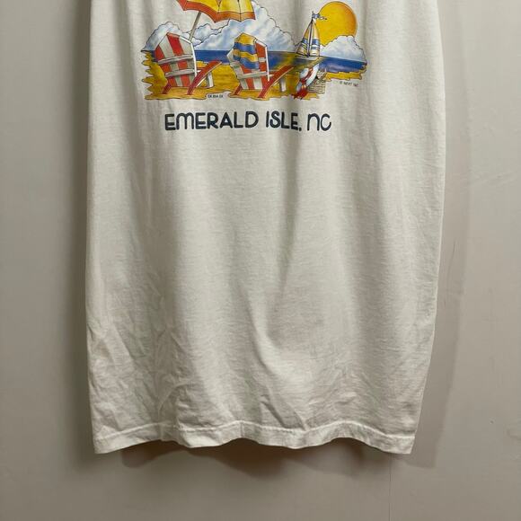 Y2K Vintage Disney 2X Mens tank top white beach Emerald Isle. NC nautical summer - Picture 4 of 8